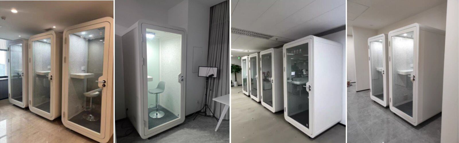 Removable Acoustic Phone Booths - White Modern Style & Silent Ventilation Pods Usage scenarios