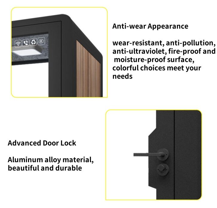 Latest Office Soundproof Pods with Wood Grain Exterior Design Singing Room appearance and lock