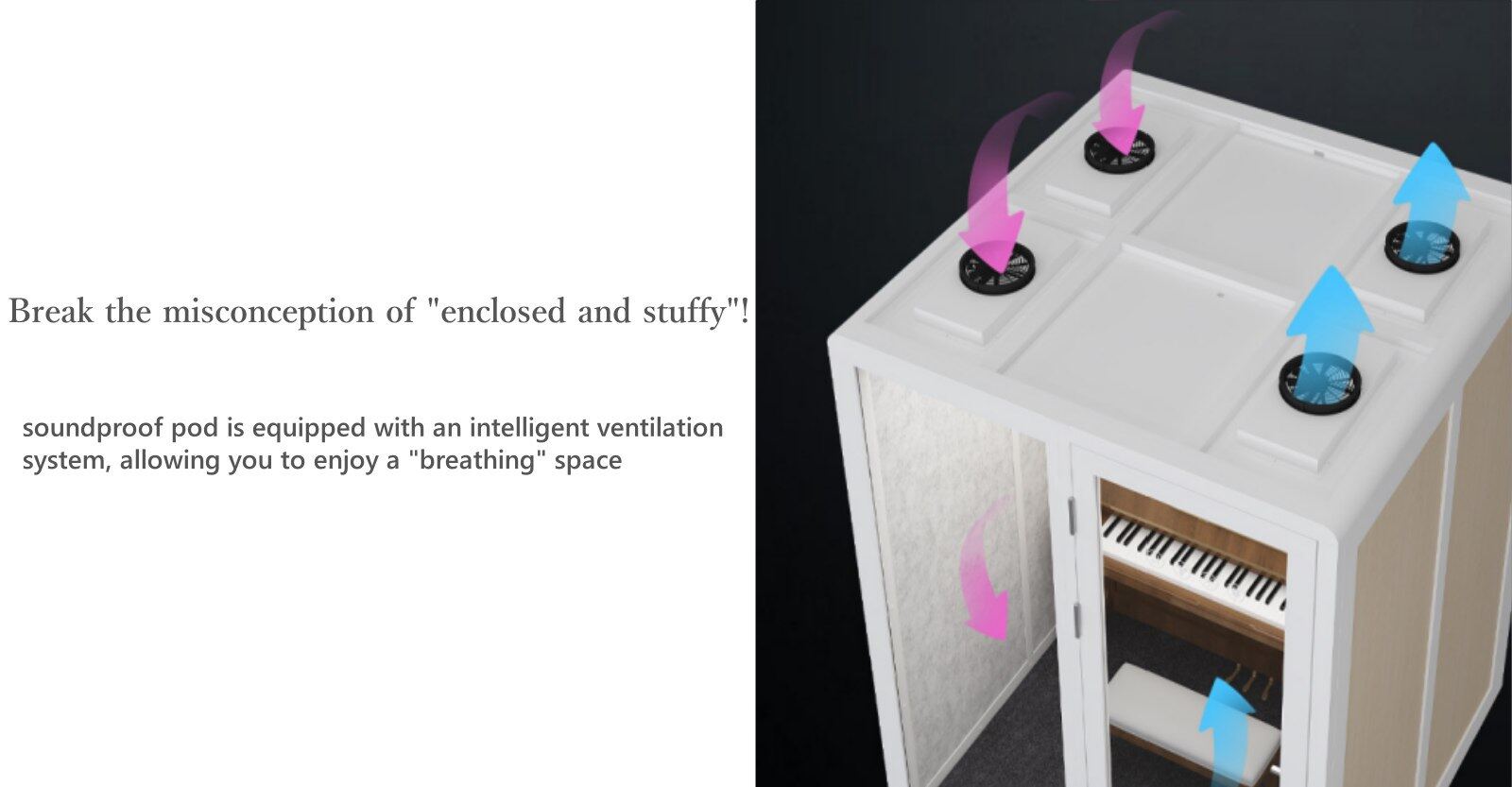 Square Soundproof Rooms for Music Practice Rooms to Eliminate Noise Complaints ventilation system