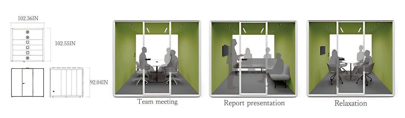 Dedicated Soundproof Conference Room - Human Body Sensing & Smart Control 6-8 person soundproof pod