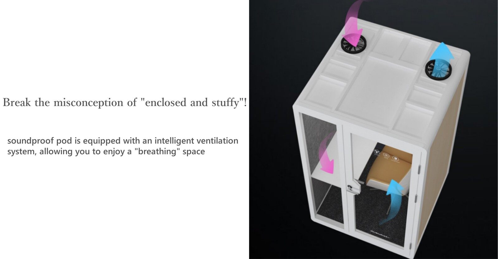 Office Booths for Negotiations & Video Conference - 2 Person Pod ventilation system
