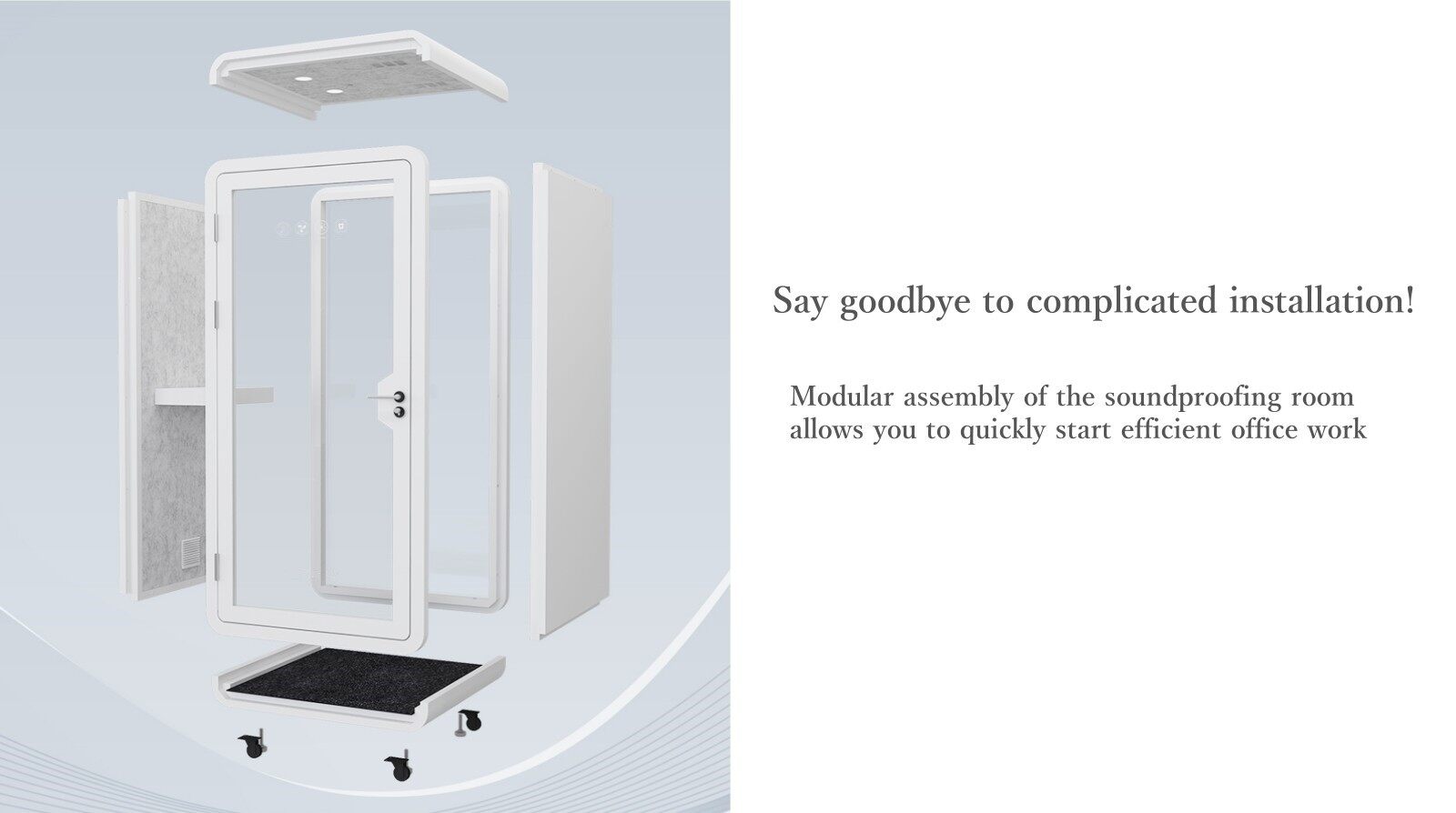 Removable Acoustic Phone Booths - White Modern Style & Silent Ventilation Pods Quick assembly